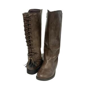 London Fog Brooke Boots Zip, Laced Back Fringe Girls Size 2M